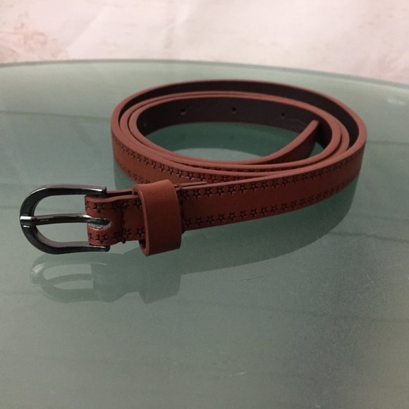 Super Skinny Brown Belt with Star Details main image 7